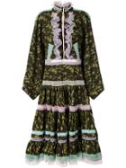 Natasha Zinko Lace Trim Camouflage Dress - Green