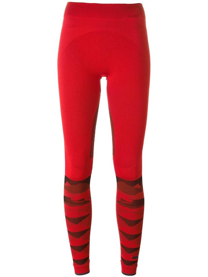 Adidas By Stella Mccartney Striped Fitness Leggings, Women's, Size: Medium, Red, Polyamide/polyester/spandex/elastane