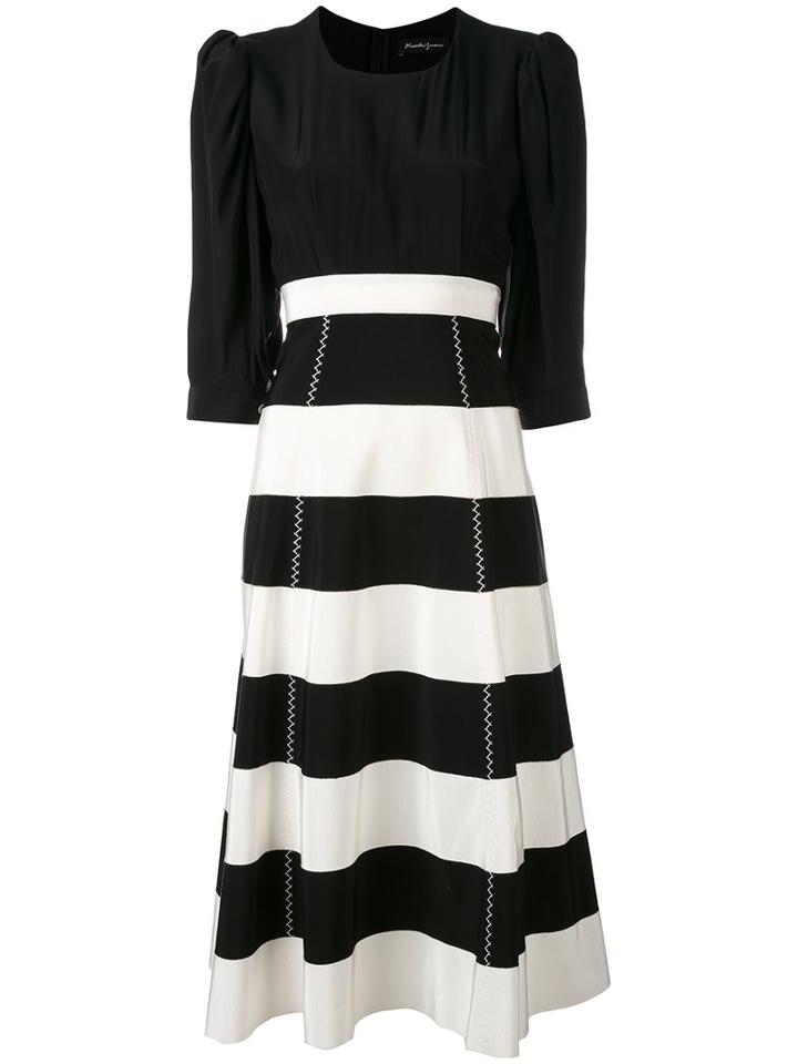 Rossella Jardini - Striped Dress - Women - Cotton/viscose - 46, Black, Cotton/viscose