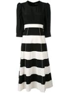 Rossella Jardini - Striped Dress - Women - Cotton/viscose - 46, Black, Cotton/viscose