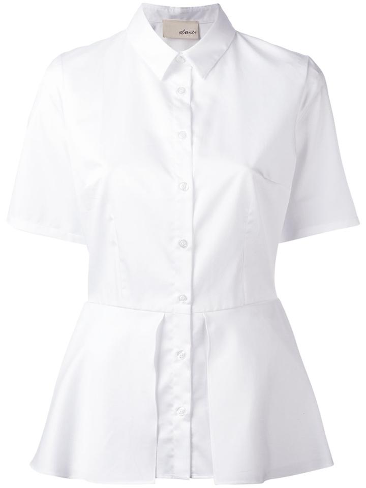 Elaidi Peplum Hem Short Sleeve Shirt, Women's, Size: 36, White, Cotton