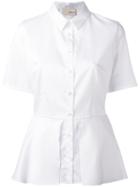 Elaidi Peplum Hem Short Sleeve Shirt, Women's, Size: 36, White, Cotton