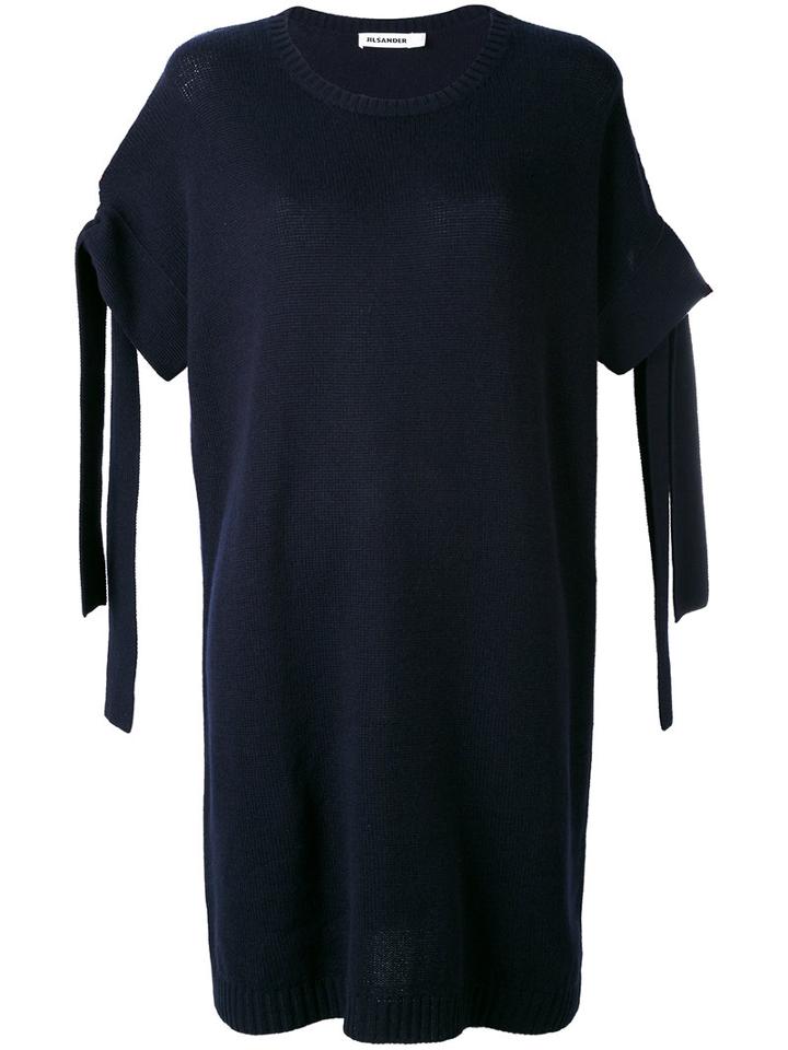 Jil Sander - Sleeve Detail Dress - Women - Cashmere - 42, Blue, Cashmere