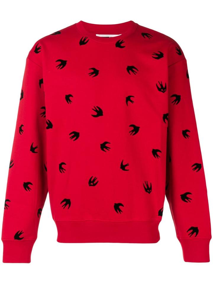 Mcq Alexander Mcqueen Swallow Flocked Sweatshirt - Red
