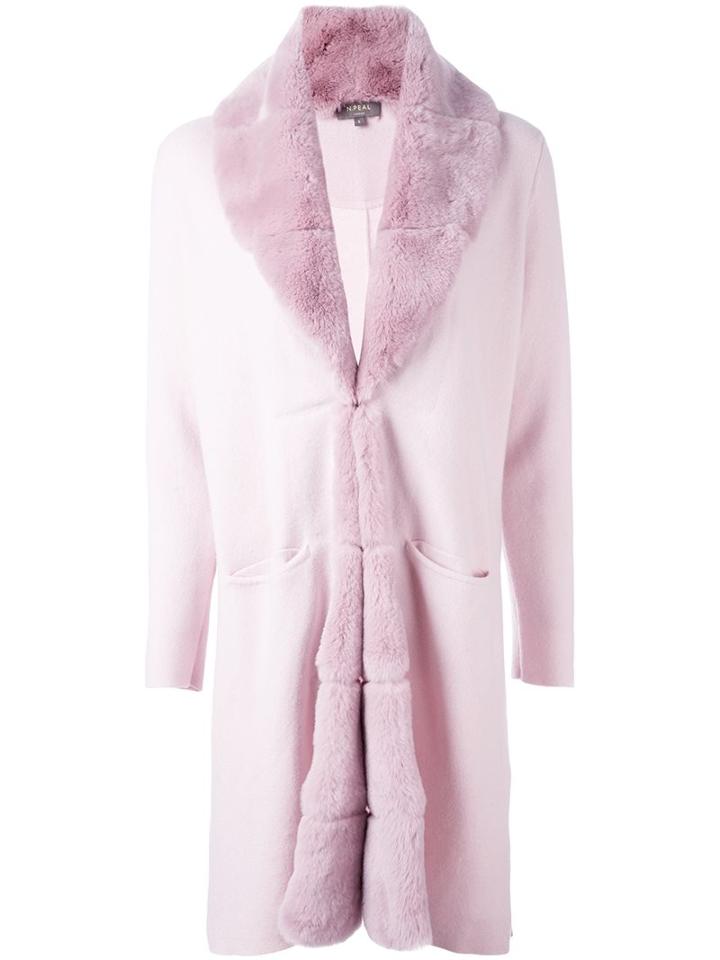 N.peal Cashmere 'milano' Cardi-coat, Women's, Size: Medium, Pink/purple, Rabbit Fur/cashmere