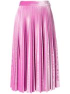 Msgm Velvet Pleated Skirt - Pink & Purple