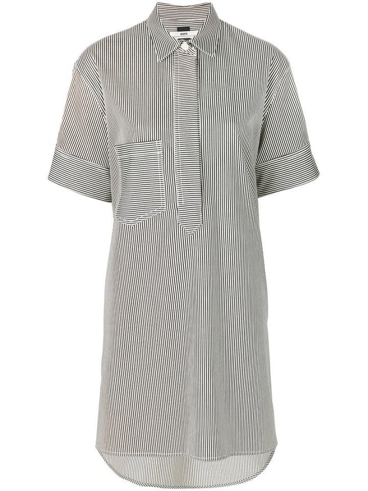 Hope - Striped Shirt Dress - Women - Cotton/spandex/elastane - 40, White, Cotton/spandex/elastane