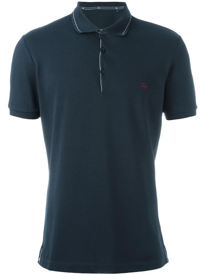 Fay Embroidered Logo Polo Shirt, Men's, Size: S, Blue, Cotton/spandex/elastane