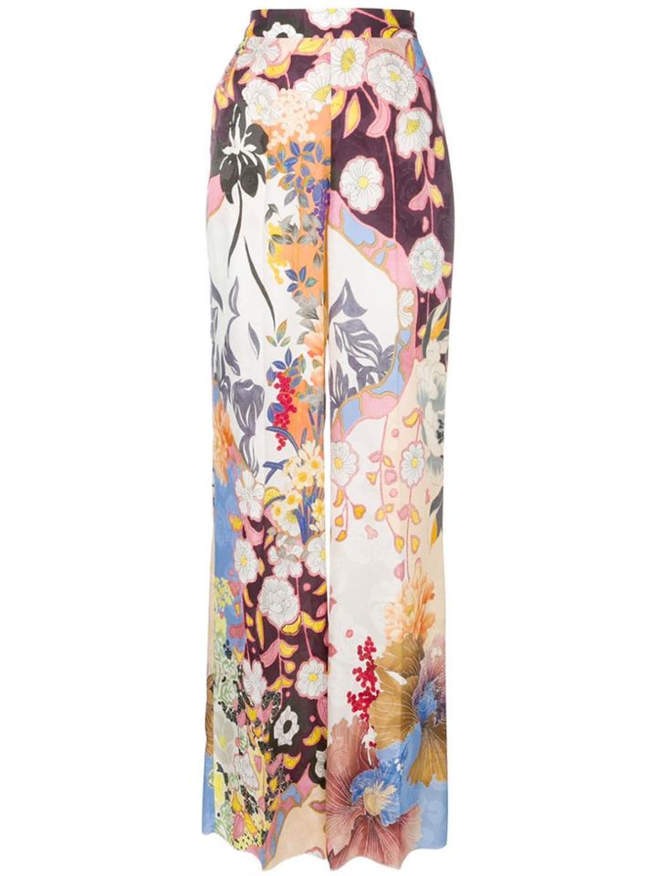 Etro Floral Print Tailored Trousers - Purple