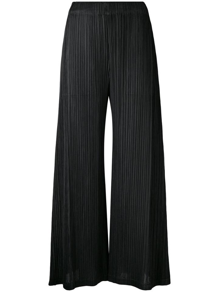 Pleats Please By Issey Miyake Pleated Wide Leg Trousers - Black
