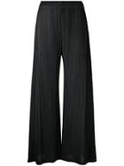 Pleats Please By Issey Miyake Pleated Wide Leg Trousers - Black