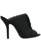 No21 Fringed Trim Mules - Black