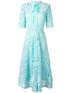 Temperley London Berry Lace Neck Tie Dress, Women's, Size: 8, Blue, Polyester/spandex/elastane