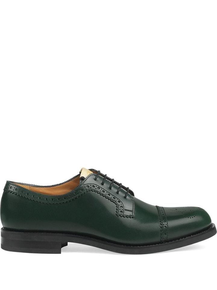Gucci Perforated Leather Brogues - Green
