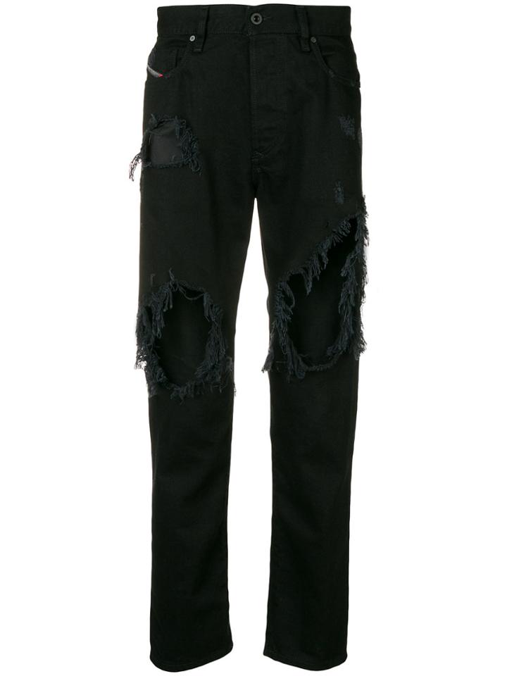 Diesel Ripped Effect Jeans - Black