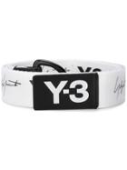 Y-3 Black And White Logo Print Leather Belt