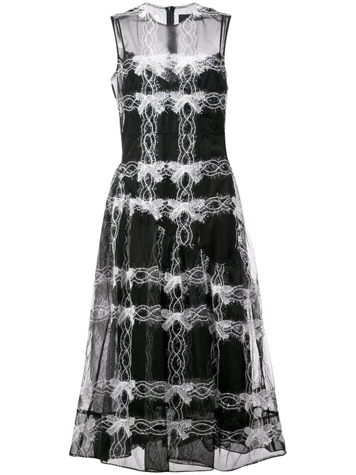 Simone Rocha Bow Chain Pattern Sheer Dress - Black
