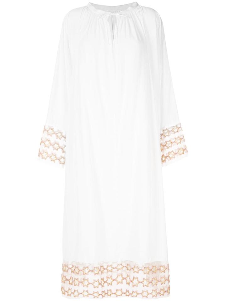 Tu Es Mon Trésor Hexagram Flared Maxi Dress - White
