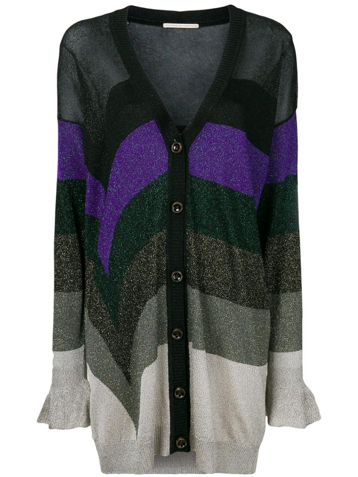 Marco De Vincenzo Striped Long Cardigan - Black