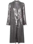 Alice+olivia Angela Long Sequin Coat - Grey