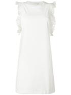 Giamba Ruffled Sleeveless T-shirt, Women's, Size: 44, White, Silk/cotton