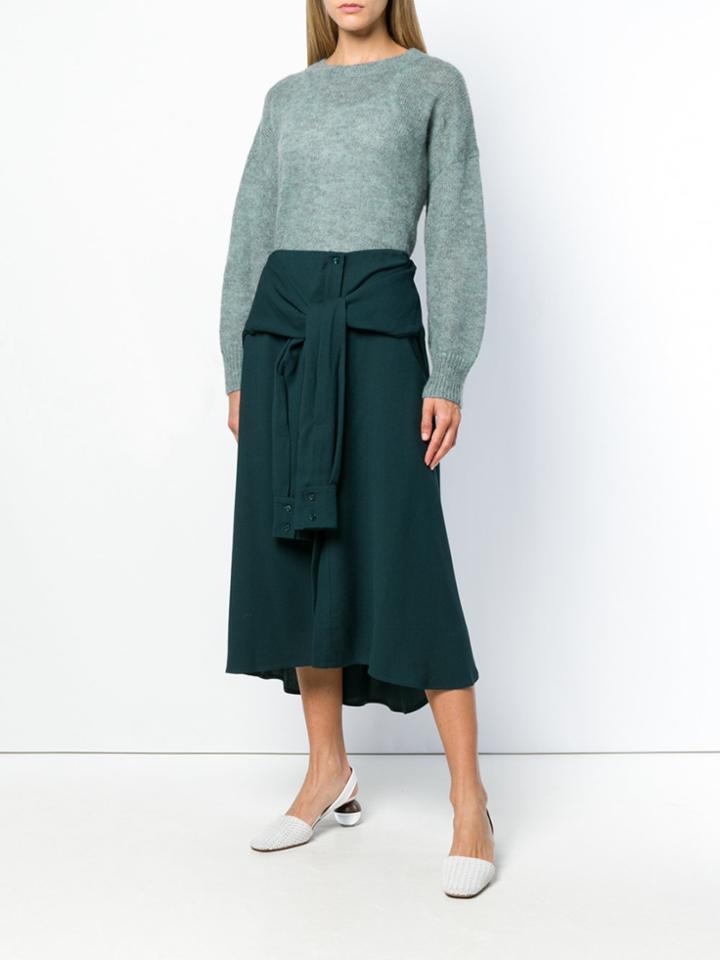 Sies Marjan Shirt Tie Midi Skirt - Green