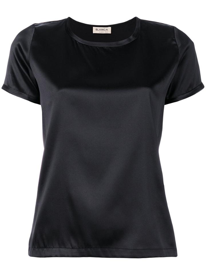 Blanca Metallic Short-sleeve Top - Black