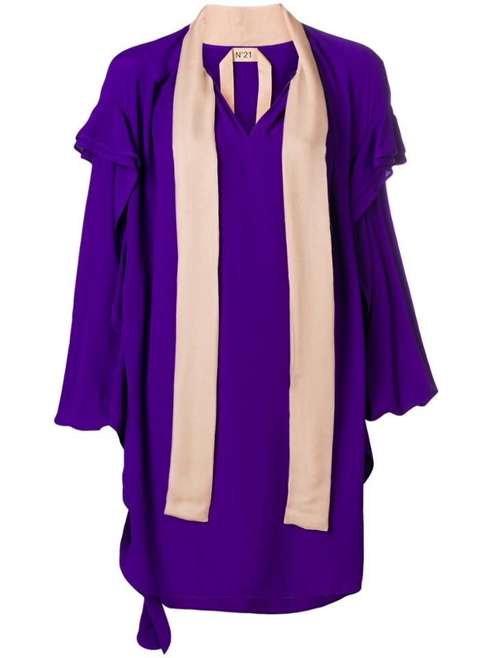No21 Oversized Neck Tie Dress - Pink & Purple