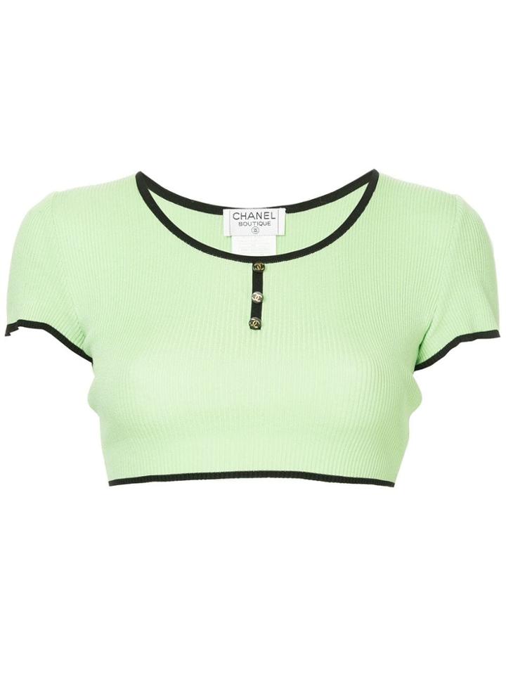 Chanel Vintage Knitted Cropped Top - Green