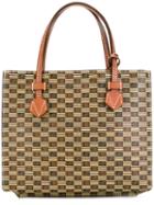 Moreau Checked Tote Bag, Women's, Brown, Calf Leather/goat Skin