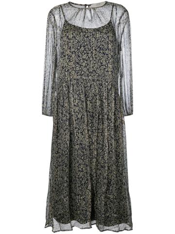 Vanessa Bruno Athé Embroidered Sheer Shift Dress - Blue
