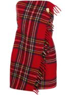 Marine Serre Tartan Wrap Dress - Red