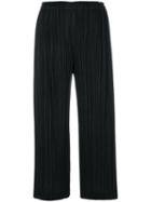 Pleats Please By Issey Miyake - Pleated Cropped Trousers - Women - Polyester - 5, Black, Polyester
