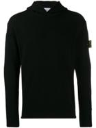 Stone Island Logo Hooded Sweater - Black