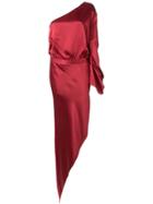 Michelle Mason Asymmetric Single Sleeve Dress - Red