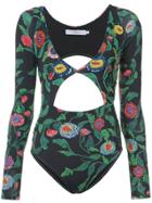 Patbo Cut Out Floral Swimsuit - Black