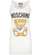 Moschino Teddybear Embroidered Sleeveless Mini Dress - White
