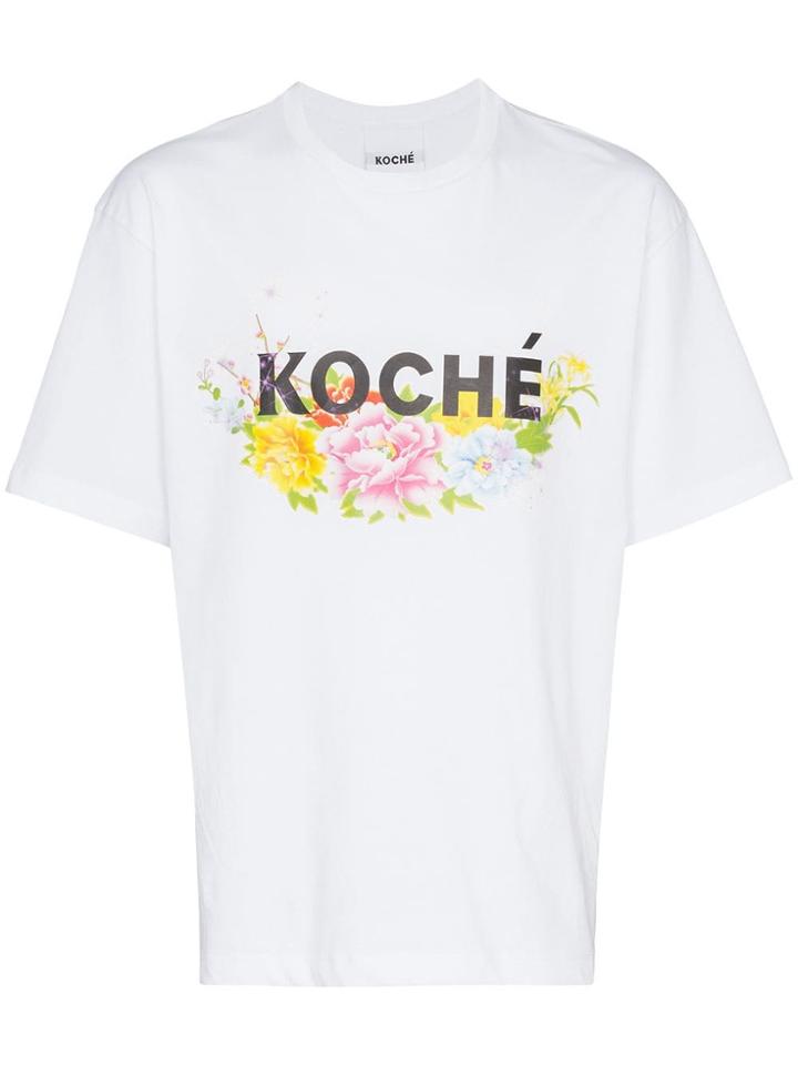 Koché Flower-print Logo T-shirt - White