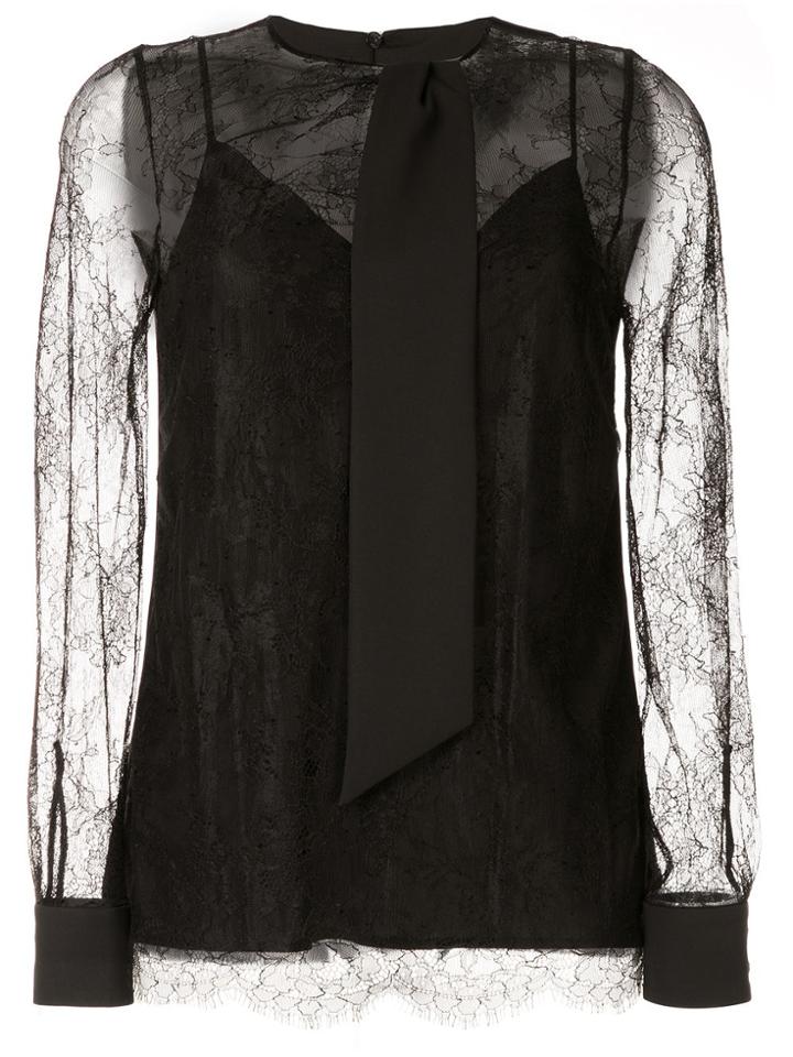 Paule Ka Lace Sleeve Camisole Top - Black