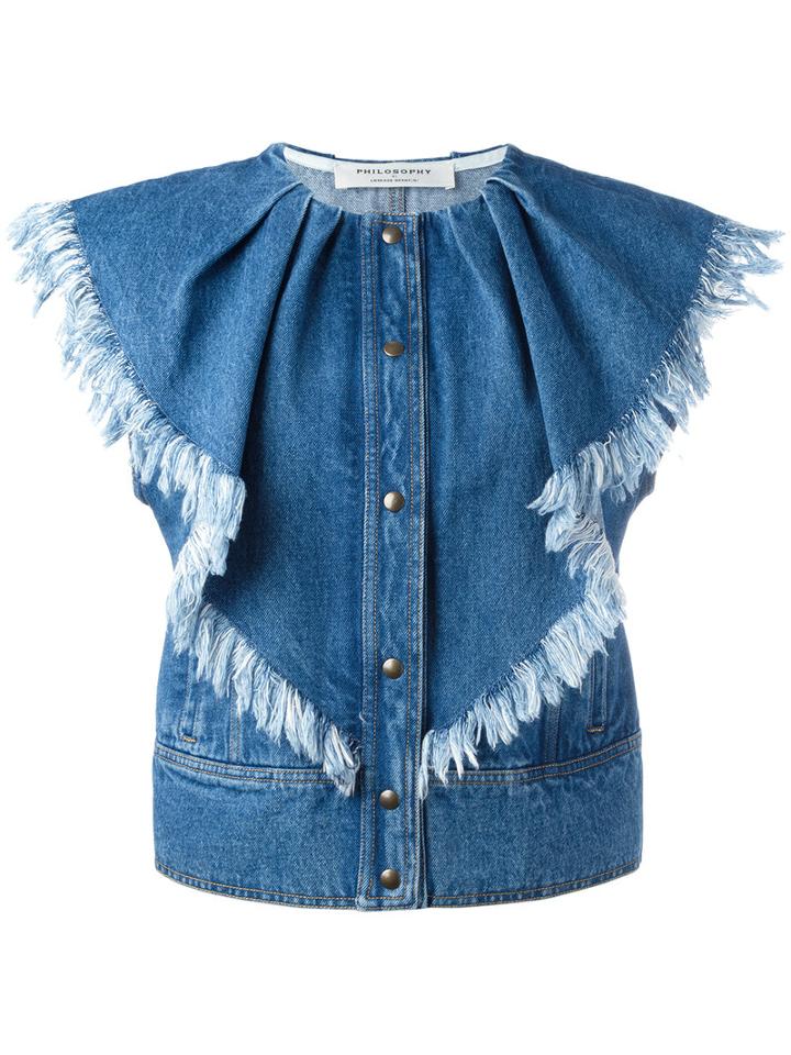 Philosophy Di Lorenzo Serafini Press Buttons Denim Waistcoat, Women's, Size: 38, Blue, Cotton