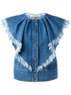 Philosophy Di Lorenzo Serafini Press Buttons Denim Waistcoat, Women's, Size: 38, Blue, Cotton