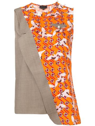 Snow Xue Gao Hybrid Bird Print Blazer Vest - Orange
