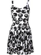 Jeremy Scott '8 Ball' Skater Dress, Women's, Size: Medium, White, Silk