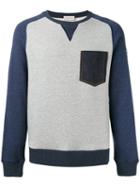 Moncler Denim Pocket Sweatshirt, Men's, Size: Large, Grey, Cotton