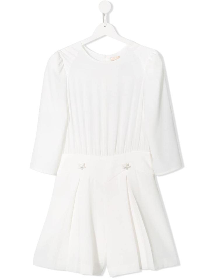 Elisabetta Franchi La Mia Bambina Star Appliqués Dress - White
