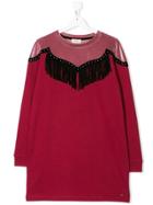 Pinko Fringed Sweater Dress - Red