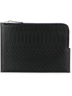Paul Smith Embossed Zip Pouch, Adult Unisex, Black, Calf Leather/lamb Skin