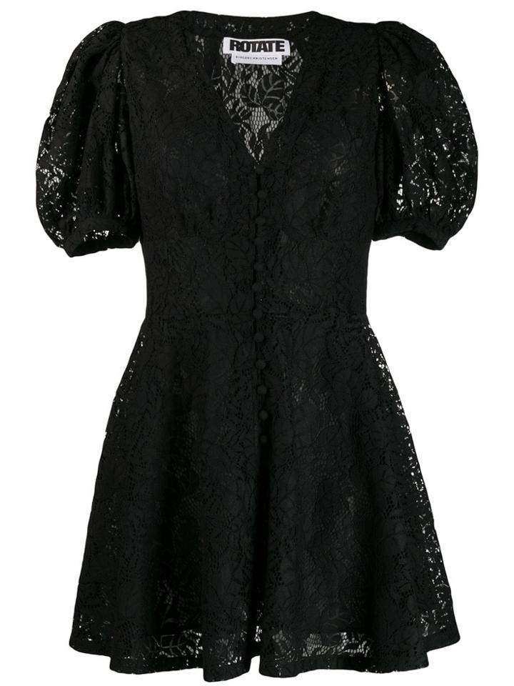 Rotate Lace Flared Dress - Black
