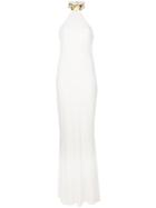 Elena Makri Choker Collar Long Gown - White