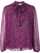 Diane Von Furstenberg Printed Tie Neck Blouse, Women's, Size: 2, Pink/purple, Silk/polyester